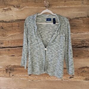 JH Collectibles Teal Greek Key Pattern Silk/Rayon Cardigan Size Medium